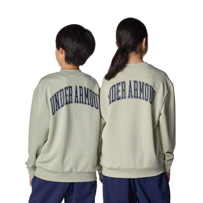 アンダーアーマー UNDER ARMOUR アンダーアーマー/キッズ/UA TECH TERRY OVERSIZED COLLEGE CREST LOGO CREW （Khaki Base /  / Midnight Navy）｜詳細画像