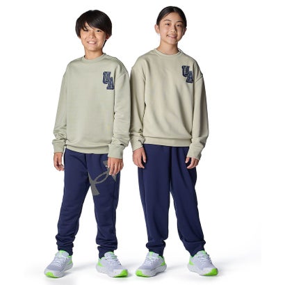 アンダーアーマー UNDER ARMOUR アンダーアーマー/キッズ/UA TECH TERRY OVERSIZED COLLEGE CREST LOGO CREW （Khaki Base /  / Midnight Navy）｜詳細画像