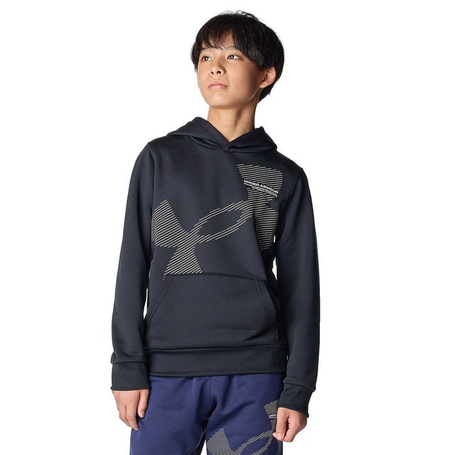 /キッズ/UA TECH TERRY SUPER BIG LOGO HOODIE （Black / Khaki Base / White）