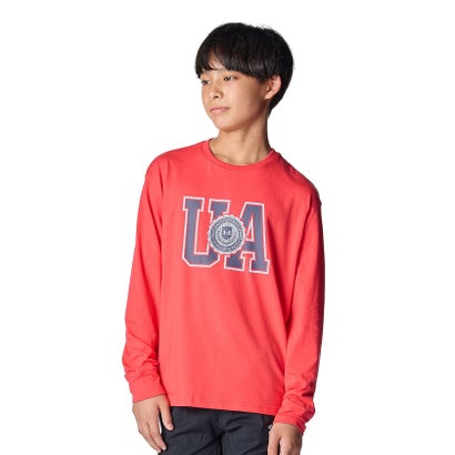 アンダーアーマー UNDER ARMOUR アンダーアーマー/キッズ/UA PERFORMANCE COTTON VARSITY LOGO LONG SLEEVE T-SHIRT （Lava Red /  / Downpour Gray）｜詳細画像