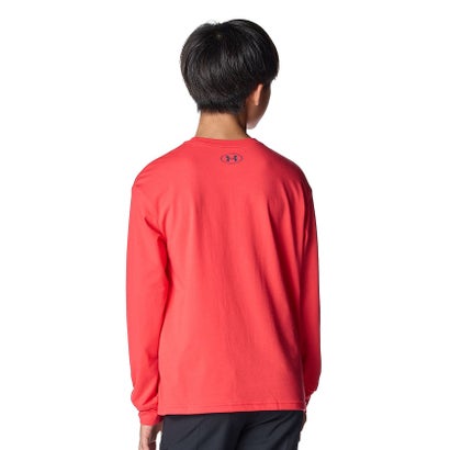 アンダーアーマー UNDER ARMOUR アンダーアーマー/キッズ/UA PERFORMANCE COTTON VARSITY LOGO LONG SLEEVE T-SHIRT （Lava Red /  / Downpour Gray）｜詳細画像