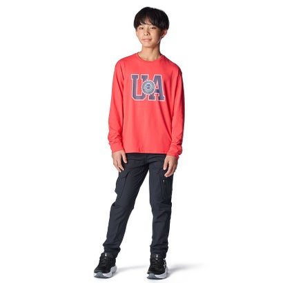 アンダーアーマー UNDER ARMOUR アンダーアーマー/キッズ/UA PERFORMANCE COTTON VARSITY LOGO LONG SLEEVE T-SHIRT （Lava Red /  / Downpour Gray）｜詳細画像