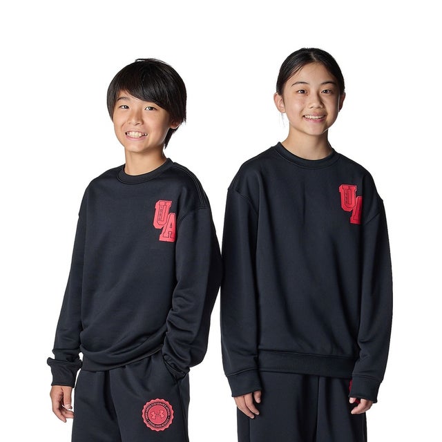 /キッズ/UA TECH TERRY OVERSIZED COLLEGE CREST LOGO CREW （Black /  / Racer Red）