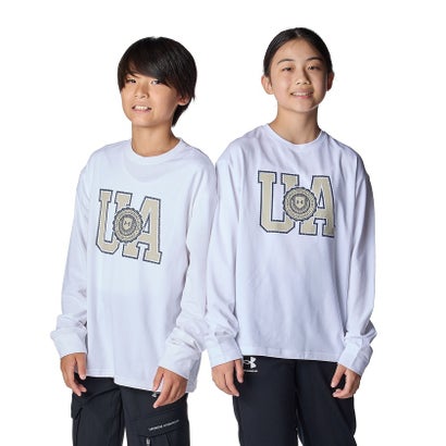 アンダーアーマー UNDER ARMOUR アンダーアーマー/キッズ/UA PERFORMANCE COTTON VARSITY LOGO LONG SLEEVE T-SHIRT （White /  / Khaki Base）｜詳細画像