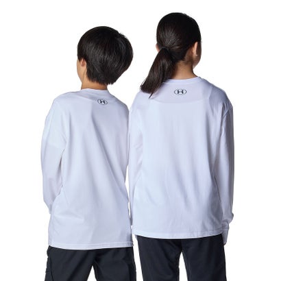 アンダーアーマー UNDER ARMOUR アンダーアーマー/キッズ/UA PERFORMANCE COTTON VARSITY LOGO LONG SLEEVE T-SHIRT （White /  / Khaki Base）｜詳細画像