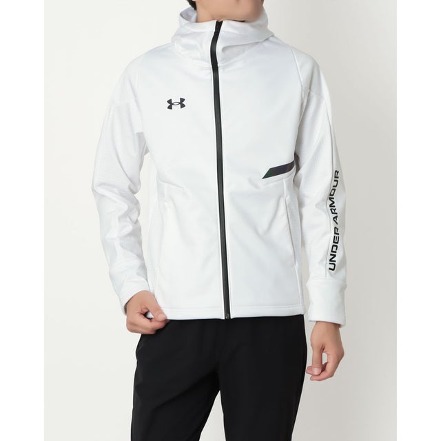 メンズ ウインドジャケット UAウインターニット 3レイヤー フルジップ フーディー 6016746 （White /  /）