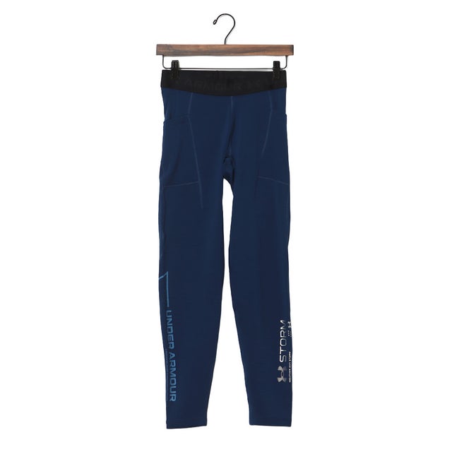 メンズ フィットネス コンプレッションロングタイツ/スパッツ UAグリッド グラフィック レギンス 6020332 （Blackout Navy /  /）