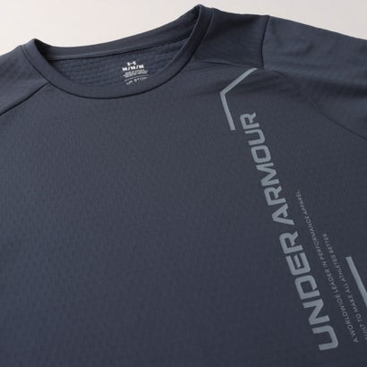 メンズ フィットネス 長袖コンプレッションインナー UAグリッド グラフィック ロングスリーブ Tシャツ 6020331 （Downpour Gray /  /）｜詳細画像