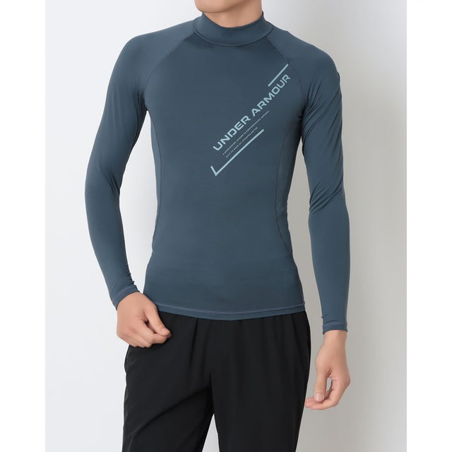 メンズ フィットネス 長袖コンプレッションインナー UAコールドギア グラフィック ロングスリーブ Tシャツ 6020333 （Downpour Gray /  /）