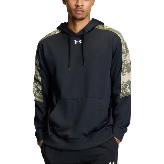 UA YARD ARMOUR FLEECE HOODIE 6016764 （001 BLACK/MARINEODGREEN/WHI）