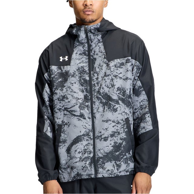UA YARD TRICOT WOVEN FULL-ZIP HOODIE JACKET 6016768 （001 BLACK/BLACK/WHITE）