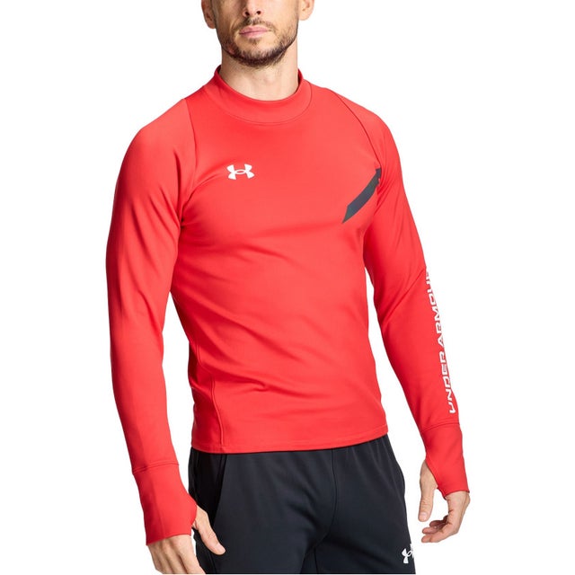 UA コールドギアプロモックネックシャツ COLDGEAR PRO MOCK NECK SHIRT メンズ 長袖 ト （600 RED//）