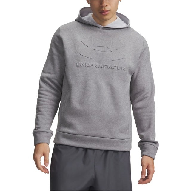 UA ARMOUR FLEECE EMBOSS HOODIE メンズ トップス パーカー フーディ フリース 軽量 （011 MODGRAY//MODGRAY）