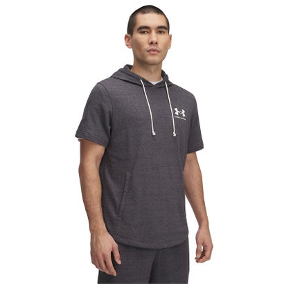 アンダーアーマー/メンズ/UA RIVAL TERRY LEFT CHEST SHORT SLEEVE HOODIE （Castlerock /  / Onyx White）｜詳細画像