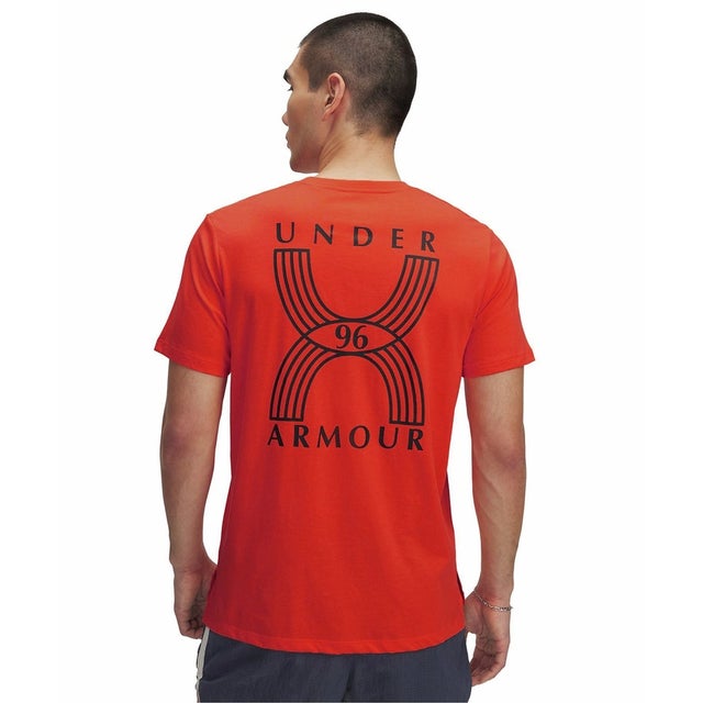 /メンズ/UA RUN 96 SHORTSLEEVE （Fire /  / Downpour Gray）