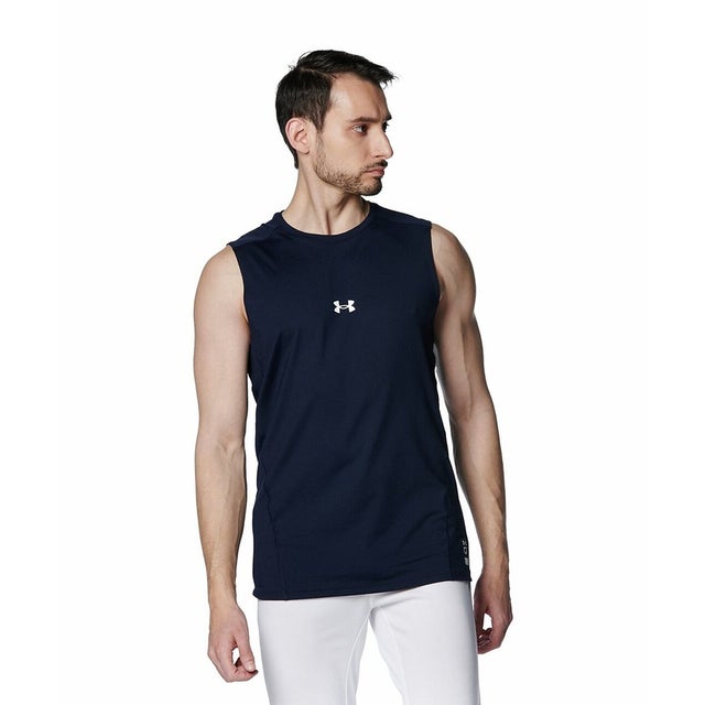 /メンズ/UA HEATGEAR COMFORT FITTED SLEEVELESS CREW NECK SHIRT （Midnight Navy / /）