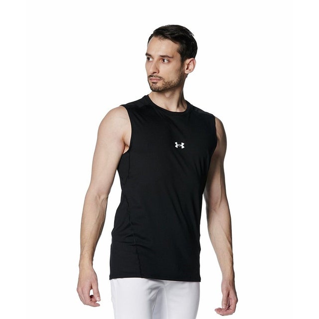/メンズ/UA HEATGEAR COMFORT FITTED SLEEVELESS CREW NECK SHIRT （Black / /）