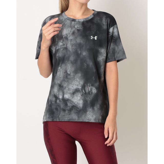 レディース フィットネス 半袖Tシャツ UAテック プリント ショートスリーブ Tシャツ 6020401 （Black）