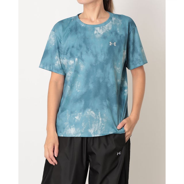 レディース フィットネス 半袖Tシャツ UAテック プリント ショートスリーブ Tシャツ 6020401 （Blue Wind）