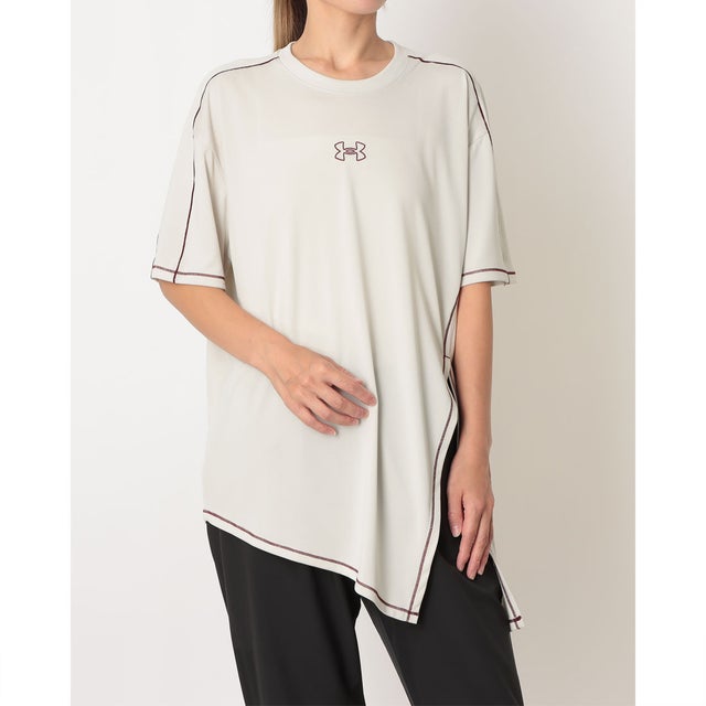 レディース 半袖機能Tシャツ UAテック オーバーサイズド タイド アップ ショートスリーブ Tシャツ 6016798 （Summit White /  /）