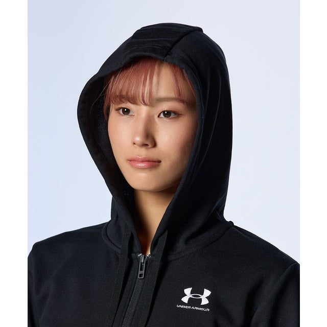 /レディス/UA ESHORT SLEEVE T-SHIRTENTIAL TERRY FULL ZIP HOODIE HOODIE （Black /  / White）