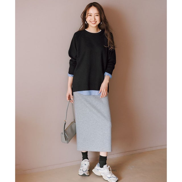 BEAUTY FORM JERSEY Iラインスカート （グレー）