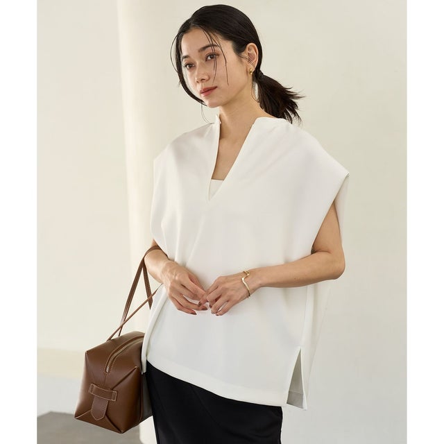 【接触冷感/UVカット】BEAUTY FORM JERSEY Light キーネックトップス （オフ）