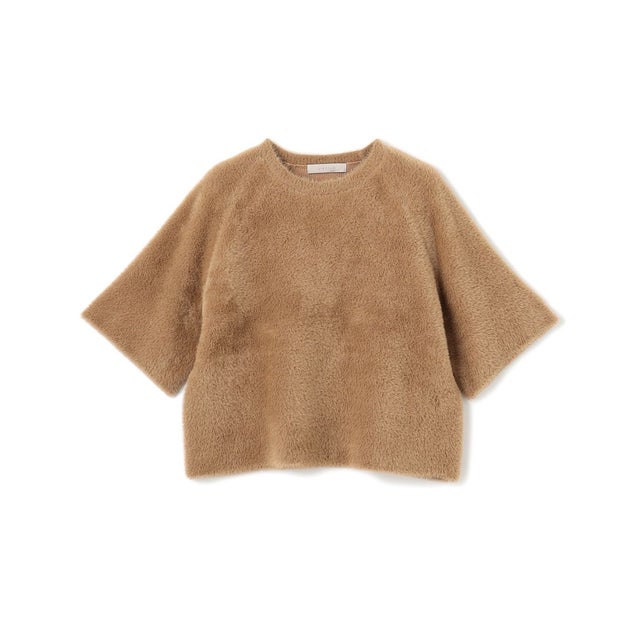 【洗える】ナイロンシャギー  ハーフスリーブ プルオーバー （[NEW]キャメル）