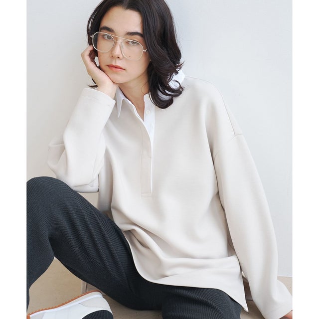 BEAUTY FORM JERSEY ラガーシャツ （グレージュ）