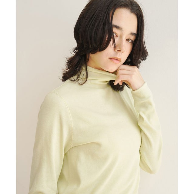 【暖かさ＆着心地の良さで大ヒット/新色追加】コットンカシミヤ タートルネックカットソー （[NEW]イエロー）