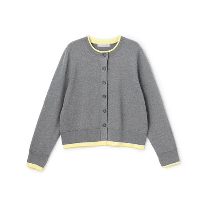 スウェットライクニット フェイクレイヤード カーディガン （グリーン×ネイビー）｜詳細画像