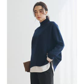 カシミヤブレンドニット ハイネック （ネイビーラメ）