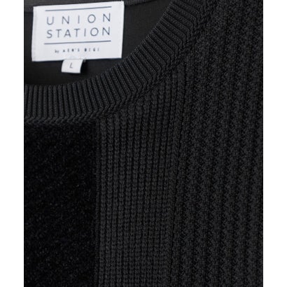 ユニオンステーション UNION STATION ダンボール×異素材コンビ カラーブロックスウェット （ブラック系）｜詳細画像