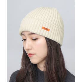 ニット帽 リブニット 深め 軽量 伸縮性 アクリル100％ ニットワッチ 折り返し 耳まで覆える フリーサイズ 折りたたみ 手洗い可能 ウォッシャブル ユニセックス 通勤 通学対応 （アイボリー）