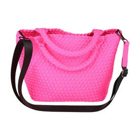 編み模様トートバッグ おしゃれでどんなスタイルにも合わせられるカジュアル通勤バッグ （Pink）