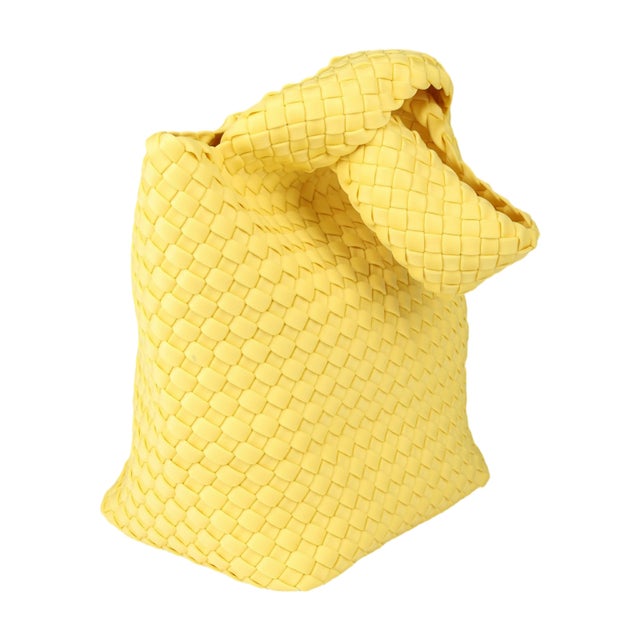 手編みテクスチャのハンドトートバッグ リラックス&通勤に合わせるおしゃれな万能バッグ （Yellow）