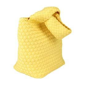 手編みテクスチャのハンドトートバッグ リラックス&通勤に合わせるおしゃれな万能バッグ （Yellow）