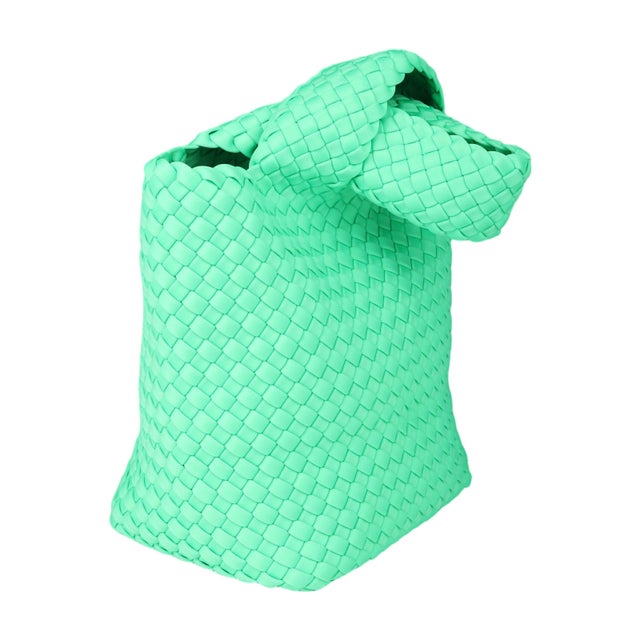 手編みテクスチャのハンドトートバッグ リラックス&通勤に合わせるおしゃれな万能バッグ （Green）