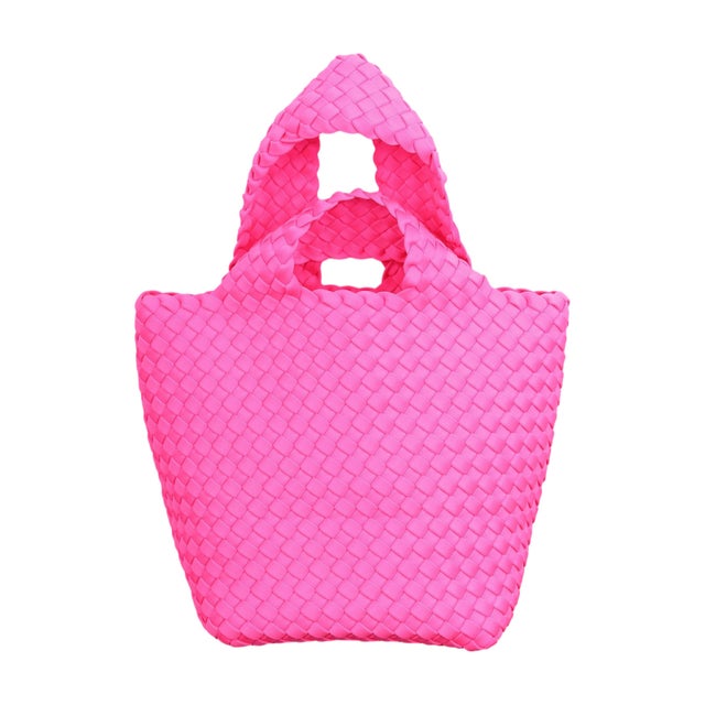 手編みテクスチャのハンドトートバッグ リラックス&通勤に合わせるおしゃれな万能バッグ （Pink）