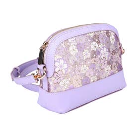 レトロ和風花卉刺繍ハーフシート貝殻バッグ おしゃれなハーフシートレディースバッグ （西陣紫花柄 LIGHT Purple）