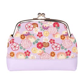 和風花卉柄の日本風コインケース リトグラフ刺繍のレトロで洗練された布製小銭入れ （花小町 LIGHT PURPLE）