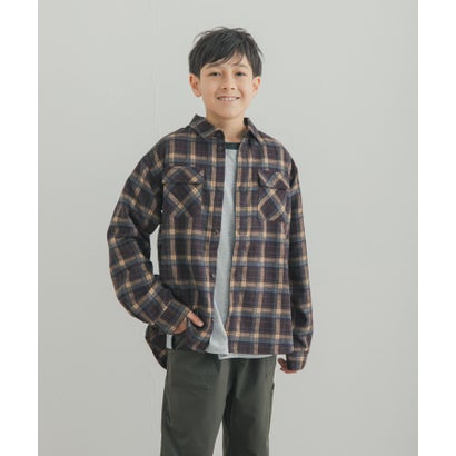 『150サイズあり』ネルチェックオーバーサイズシャツ(KIDS) （ネイビー）｜詳細画像