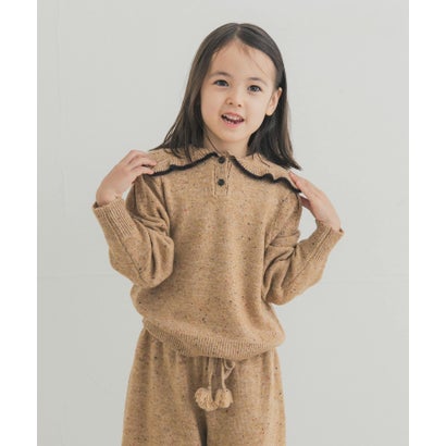 アーバンリサーチ ドアーズ URBAN RESEARCH DOORS 『セットアップ対応』 襟フリルニット(KIDS) （ベージュ）｜詳細画像