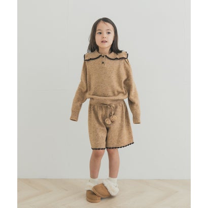 アーバンリサーチ ドアーズ URBAN RESEARCH DOORS 『セットアップ対応』 ニットキュロットパンツ(KIDS) （ベージュ）｜詳細画像