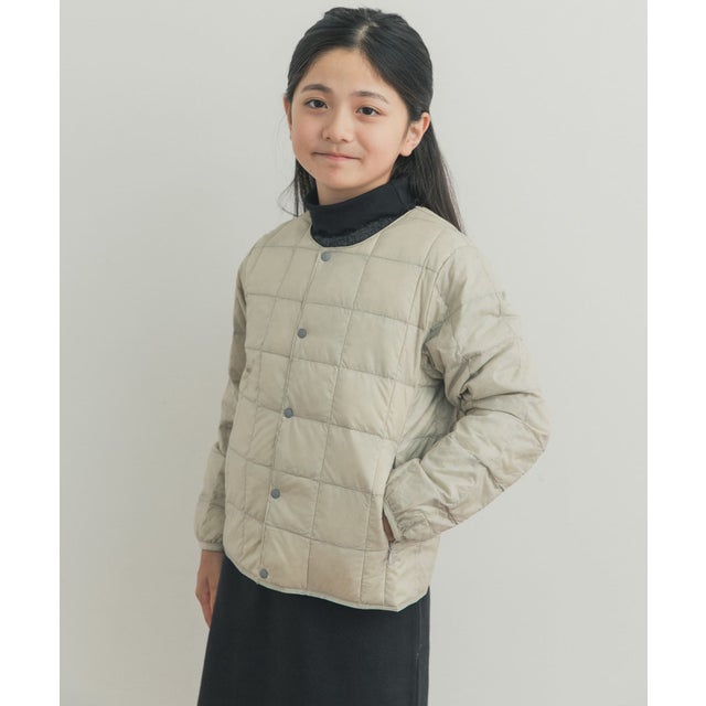 TAION KIDS CREW-NECK BUTTON DOWN JACKET(KIDS) （ライトグレー）