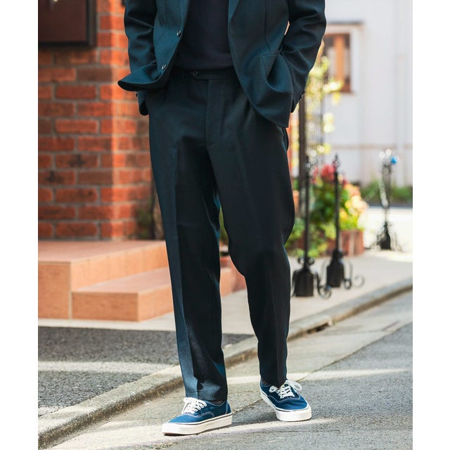 『イージーケア』LIFE STYLE TAILOR ウールライクツイルコンフォータブルパンツ （NAVY）