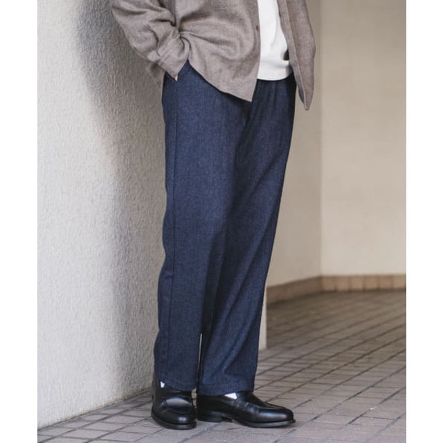 ウールブレンドヘリンボーンタックパンツ （BLUE）