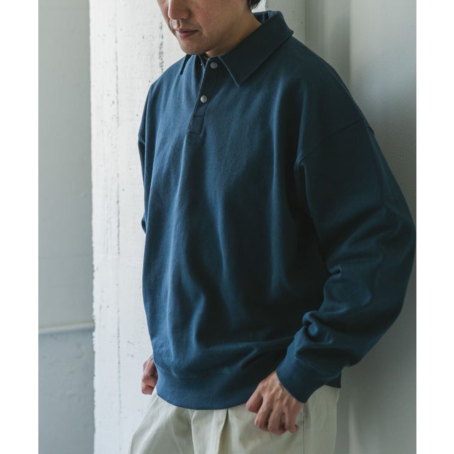 裏毛スウェットポロプルオーバー （BLUE NAVY）