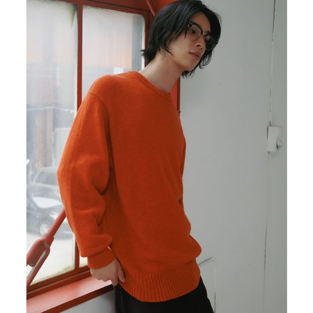 Lamb Wool Crew-Neck Knit （オレンジ）
