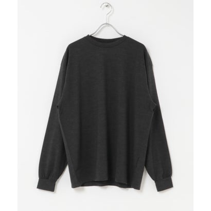 アーバンリサーチ ドアーズ URBAN RESEARCH DOORS Washable Wool Crew-Neck Long-Sleeve T-shirts （チャコールグレー）｜詳細画像